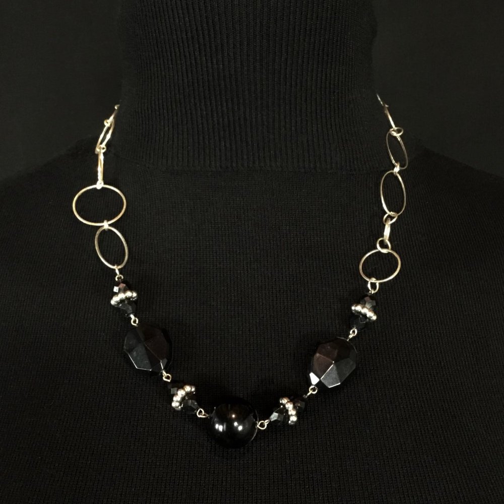 Silver and Black Necklace